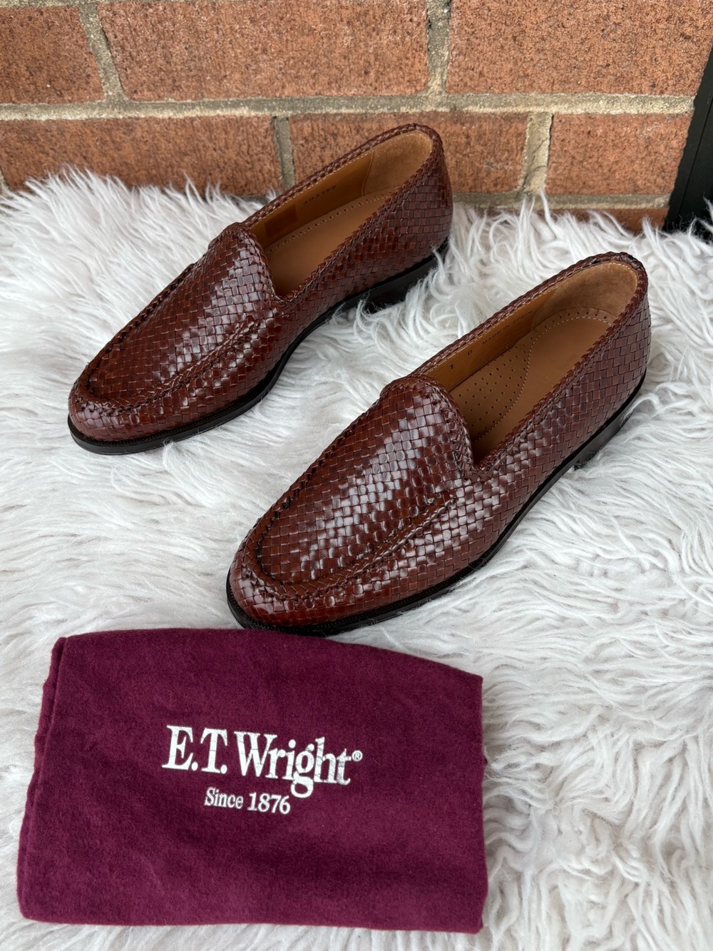 Men’s Brown Woven Leather Loafers